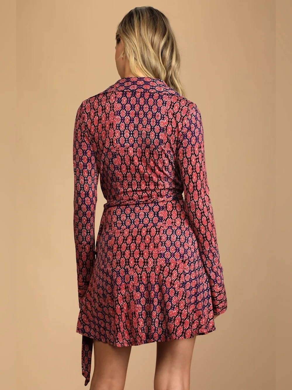 Free People Rhetta Rusty Rose Multi Print Mini Wrap Dress- Size XS